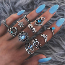 Load image into Gallery viewer, Blue Crystal Ring Set